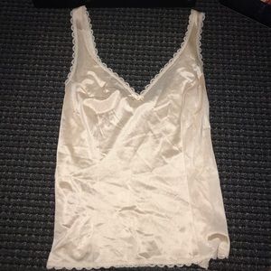 light pink silk lacy tank top